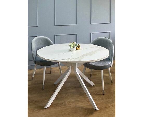 Стол овальный керамический Avilon 110-155*90*76 белый мрамор/белый, изображение 6 | Интернет магазин мебели и декора LifeDekor