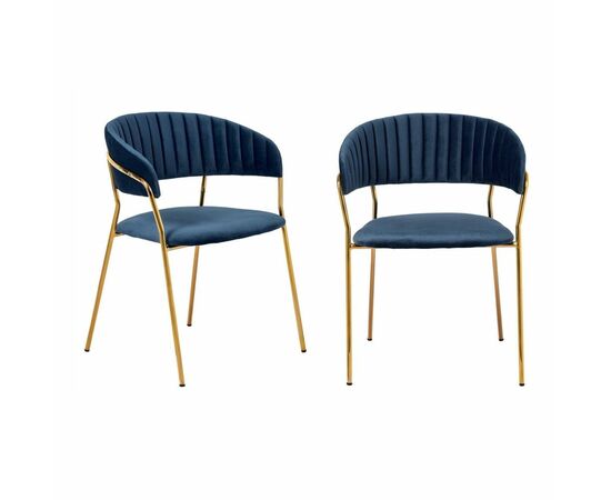 Комплект из 2-х стульев Turin синий, золотые ножки | Интернет магазин мебели и декора LifeDekor