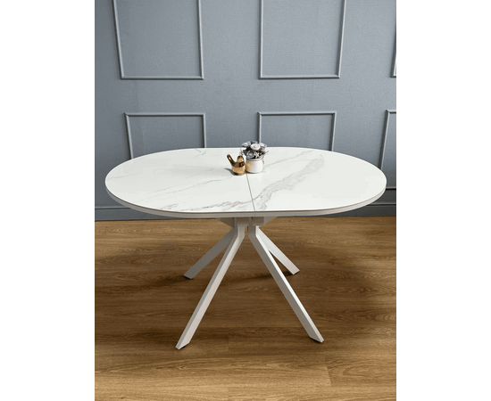 Стол овальный керамический Avilon 130-175*90*76 белый мрамор/белый, изображение 5 | Интернет магазин мебели и декора LifeDekor