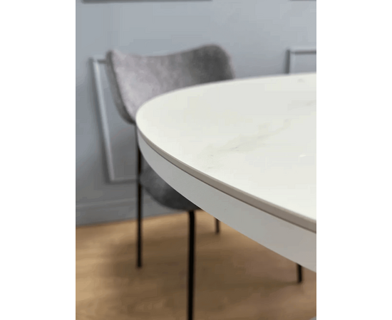 Стол овальный керамический Avilon 130-175*90*76 белый мрамор/белый, изображение 8 | Интернет магазин мебели и декора LifeDekor