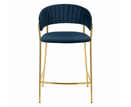 Комплект из 2-х стульев полубарных Turin синий с золотыми ножками, изображение 3 | Интернет магазин мебели и декора LifeDekor
