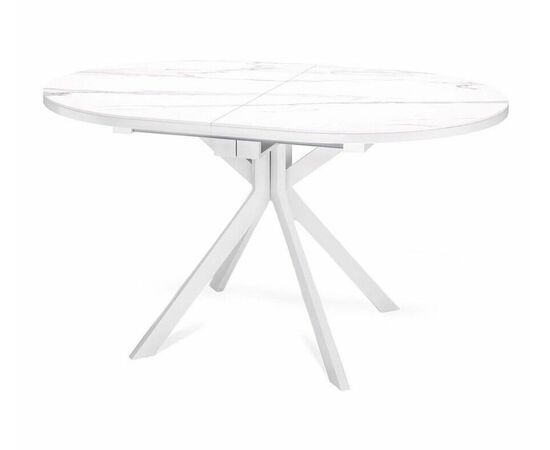 Стол овальный керамический Avilon 130-175*90*76 белый мрамор/белый | Интернет магазин мебели и декора LifeDekor