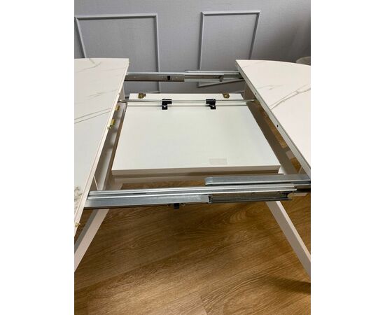 Стол овальный керамический Avilon 110-155*90*76 белый мрамор/белый, изображение 7 | Интернет магазин мебели и декора LifeDekor