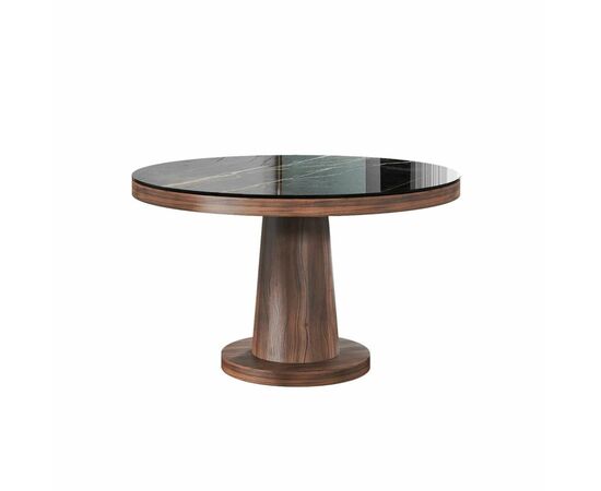 Стол круглый обеденный Bilbo 110, керамика глянцевая черная, изображение 2 | Интернет магазин мебели и декора LifeDekor