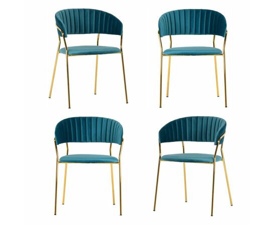 Комплект из 4-х стульев Turin бирюзовый с золотыми ножками | Интернет магазин мебели и декора LifeDekor