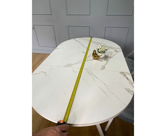 Стол овальный керамический Avilon 110-155*90*76 белый мрамор/белый, изображение 9 | Интернет магазин мебели и декора LifeDekor