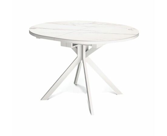 Стол овальный керамический Avilon 110-155*90*76 белый мрамор/белый | Интернет магазин мебели и декора LifeDekor