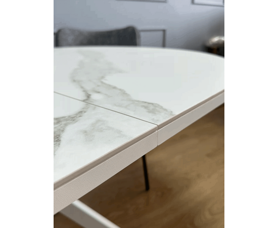 Стол овальный керамический Avilon 130-175*90*76 белый мрамор/белый, изображение 12 | Интернет магазин мебели и декора LifeDekor