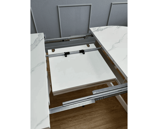 Стол овальный керамический Avilon 130-175*90*76 белый мрамор/белый, изображение 9 | Интернет магазин мебели и декора LifeDekor