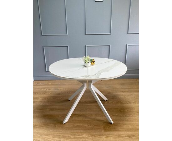 Стол овальный керамический Avilon 110-155*90*76 белый мрамор/белый, изображение 2 | Интернет магазин мебели и декора LifeDekor
