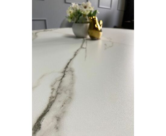 Стол овальный керамический Avilon 110-155*90*76 белый мрамор/белый, изображение 8 | Интернет магазин мебели и декора LifeDekor