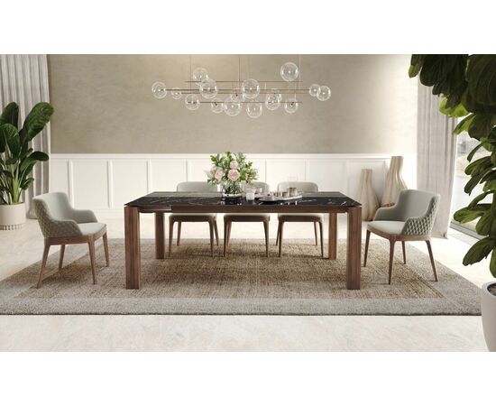 Стол раскладной Aron (180+40), керамика глянцевая черная | Интернет магазин мебели и декора LifeDekor