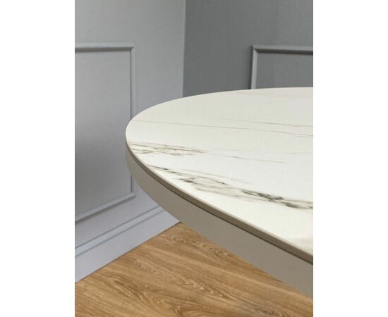 Стол овальный керамический Avilon 110-155*90*76 белый мрамор/белый, изображение 13 | Интернет магазин мебели и декора LifeDekor