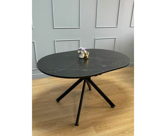 Стол овальный керамический Avilon 130-175*90*76 черный мрамор/черный, изображение 6 | Интернет магазин мебели и декора LifeDekor