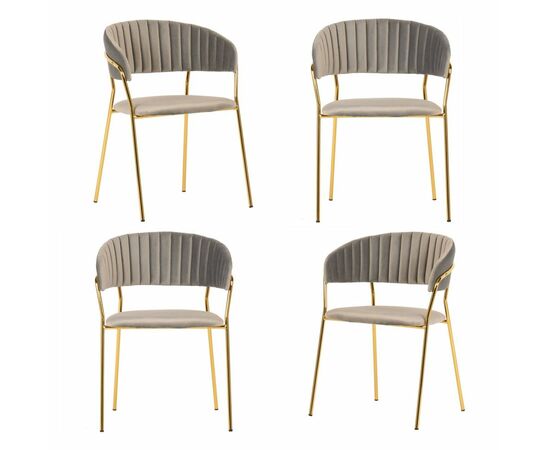 Комплект из 4-х стульев Turin латте, золотые ножки | Интернет магазин мебели и декора LifeDekor