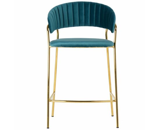 Комплект из 2-х стульев полубарных Turin бирюзовый с золотыми ножками, изображение 3 | Интернет магазин мебели и декора LifeDekor