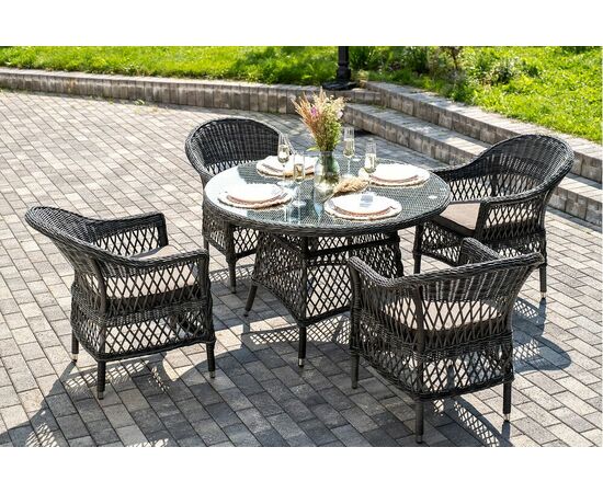 "Дольче" обеденная группа из искусственного ротанга, цвет графит, изображение 2 | Интернет магазин мебели и декора LifeDekor
