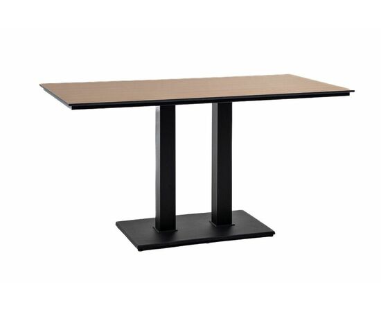 "Каффе" обеденный стол из HPL 140х70см, цвет "дуб", подстолье двойное черное чугун | Интернет магазин мебели и декора LifeDekor