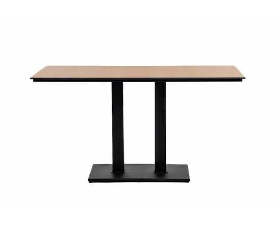 "Каффе" обеденный стол из HPL 140х70см, цвет "дуб", подстолье двойное черное чугун, изображение 2 | Интернет магазин мебели и декора LifeDekor