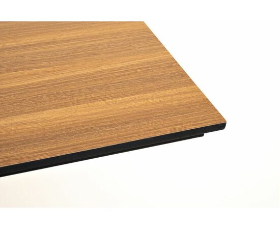 "Каффе" обеденный стол из HPL 140х70см, цвет "дуб", подстолье двойное черное чугун, изображение 3 | Интернет магазин мебели и декора LifeDekor