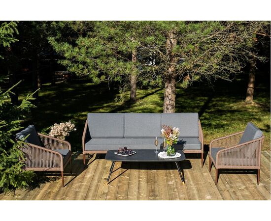 "Канны" лаунж-зона 5-местная плетеная из роупа (веревки), роуп коричневый | Интернет магазин мебели и декора LifeDekor