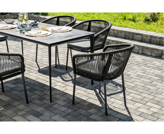 "Малага" обеденная группа на 6 персон со стульями "Марсель", каркас темно-серый, роуп темно-серый, изображение 8 | Интернет магазин мебели и декора LifeDekor