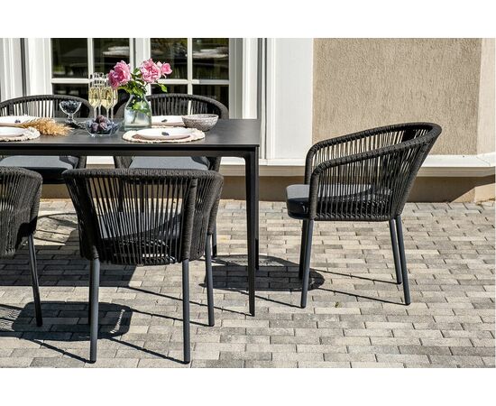 "Малага" обеденная группа на 6 персон со стульями "Марсель", каркас темно-серый, роуп темно-серый, изображение 9 | Интернет магазин мебели и декора LifeDekor