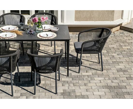 "Малага" обеденная группа на 6 персон со стульями "Марсель", каркас темно-серый, роуп темно-серый, изображение 10 | Интернет магазин мебели и декора LifeDekor