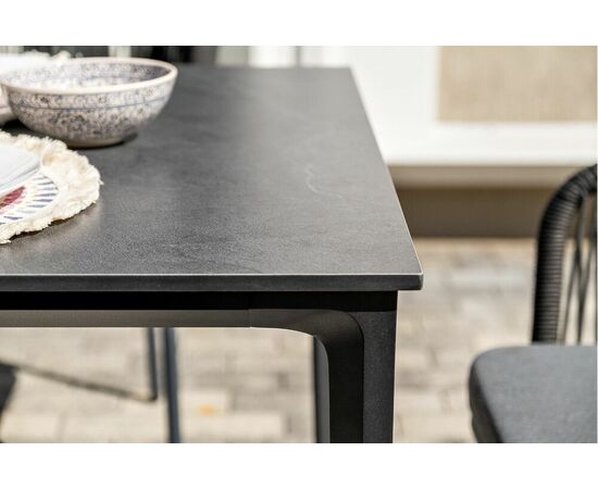 "Малага" обеденная группа на 6 персон со стульями "Марсель", каркас темно-серый, роуп темно-серый, изображение 13 | Интернет магазин мебели и декора LifeDekor