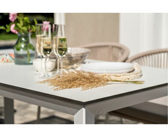 "Венето" обеденная группа на 6 персон со стульями "Милан", каркас белый, роуп бежевый, изображение 19 | Интернет магазин мебели и декора LifeDekor