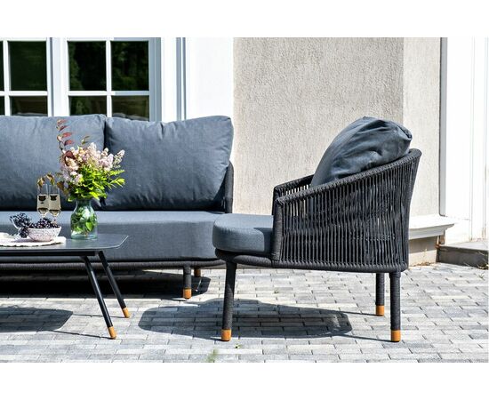 "Верона" лаунж-зона 5-местная плетеная из роупа (веревки), каркас алюминиевый белый, роуп бежевый, изображение 5 | Интернет магазин мебели и декора LifeDekor