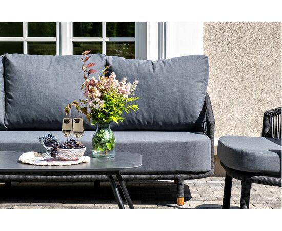 "Верона" лаунж-зона 5-местная плетеная из роупа (веревки), каркас алюминиевый белый, роуп бежевый, изображение 6 | Интернет магазин мебели и декора LifeDekor