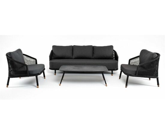 "Верона" лаунж-зона 5-местная плетеная из роупа (веревки), каркас алюминиевый белый, роуп бежевый, изображение 14 | Интернет магазин мебели и декора LifeDekor