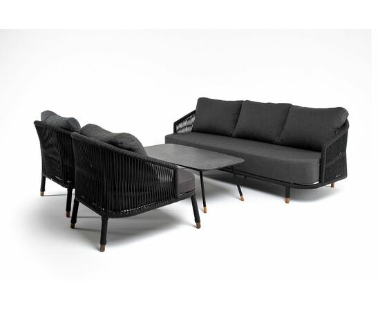 "Верона" лаунж-зона 5-местная плетеная из роупа (веревки), каркас алюминиевый белый, роуп бежевый, изображение 15 | Интернет магазин мебели и декора LifeDekor