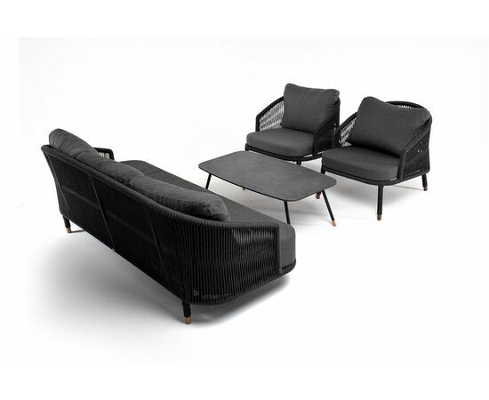 "Верона" лаунж-зона 5-местная плетеная из роупа (веревки), каркас алюминиевый белый, роуп бежевый, изображение 18 | Интернет магазин мебели и декора LifeDekor