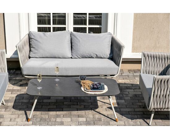 "Верона" журнальный стол из HPL 120х65, H40, каркас светло-серый (RAL 7035) муар, цвет столешницы "серый гранит", изображение 2 | Интернет магазин мебели и декора LifeDekor