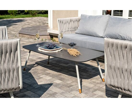 "Верона" журнальный стол из HPL 120х65, H40, каркас светло-серый (RAL 7035) муар, цвет столешницы "серый гранит", изображение 3 | Интернет магазин мебели и декора LifeDekor