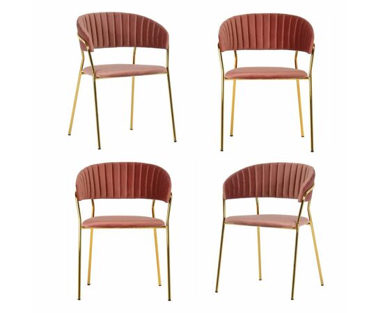 Комплект из 4-х стульев Turin пудровый с золотыми ножками | Интернет магазин мебели и декора LifeDekor