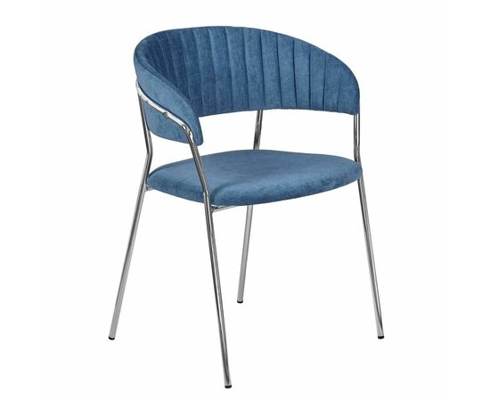 Стул Turin синий вельвет с хромированными ножками | Интернет магазин мебели и декора LifeDekor