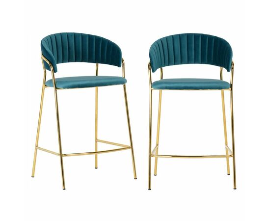 Комплект из 2-х стульев полубарных Turin бирюзовый с золотыми ножками | Интернет магазин мебели и декора LifeDekor