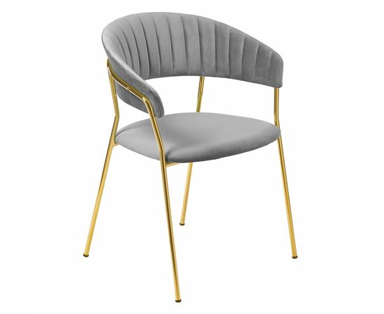 Комплект из 4-х стульев Turin серый, золотые ножки, изображение 2 | Интернет магазин мебели и декора LifeDekor