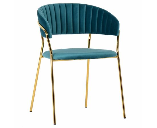 Комплект из 4-х стульев Turin бирюзовый с золотыми ножками, изображение 2 | Интернет магазин мебели и декора LifeDekor