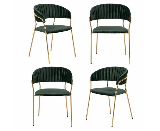 Комплект из 4-х стульев Turin зеленый, золотые ножки | Интернет магазин мебели и декора LifeDekor