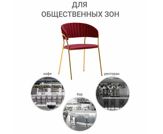 Комплект из 2-х стульев Turin винный с золотыми ножками, изображение 7 | Интернет магазин мебели и декора LifeDekor