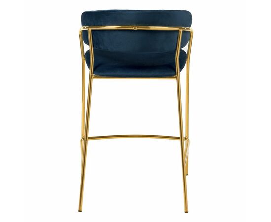 Комплект из 2-х стульев полубарных Turin синий с золотыми ножками, изображение 5 | Интернет магазин мебели и декора LifeDekor