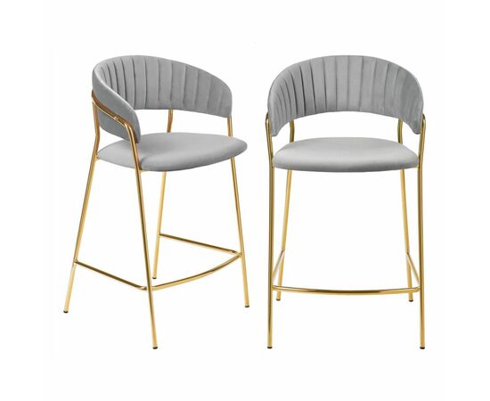 Комплект из 2-х стульев полубарных Turin серый с золотыми ножками | Интернет магазин мебели и декора LifeDekor