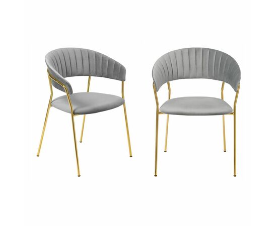 Комплект из 2-х стульев Turin серый, золотые ножки | Интернет магазин мебели и декора LifeDekor