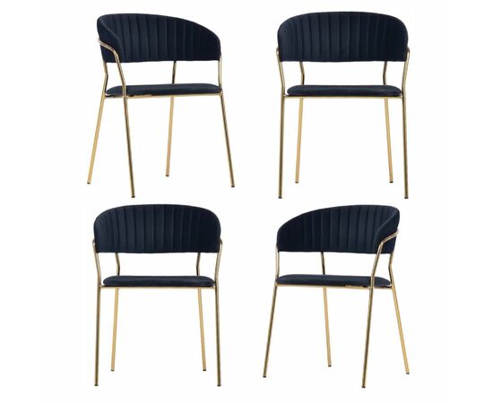 Комплект из 4-х стульев Turin чёрный с золотыми ножками | Интернет магазин мебели и декора LifeDekor