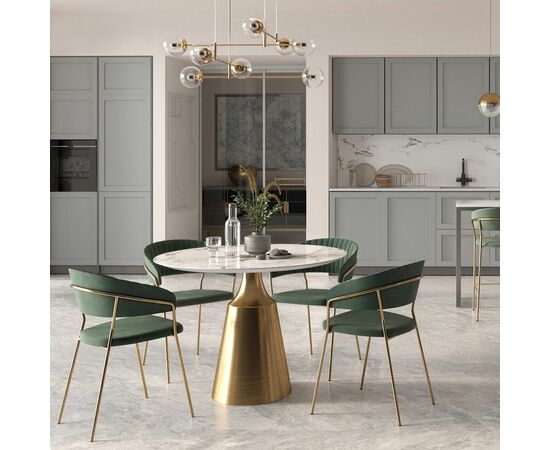 Комплект из 4-х стульев Turin зеленый, золотые ножки, изображение 10 | Интернет магазин мебели и декора LifeDekor
