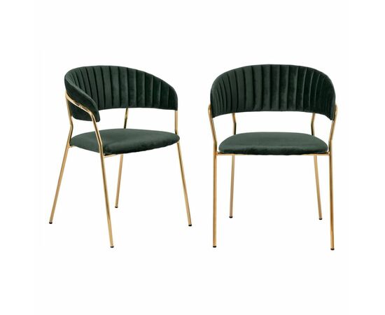 Комплект из 2-х стульев Turin зеленый, золотые ножки | Интернет магазин мебели и декора LifeDekor